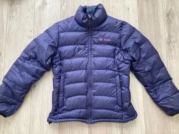 Foxfire 네이비 x 핑크 도트 무늬 페더 다운 자켓