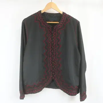 새틴 파이핑 자수 장식 버튼 풀오버 차이나 셔츠 구제 의류 블랙