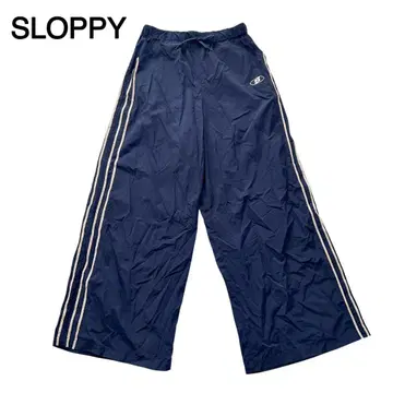 SLOPPY 슬로피 S 로고 나일론 트랙 와이드 팬츠 네이비 F