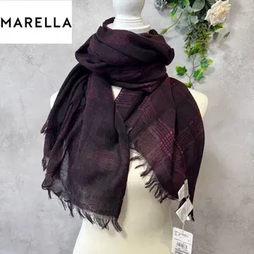 [ 미사용 새상품 ] MARELLA 마렐라 꽃무늬 체크 스톨 대형