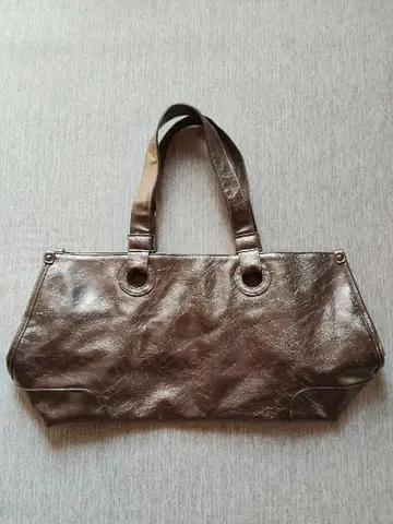 그레이 합성 피혁 토트백