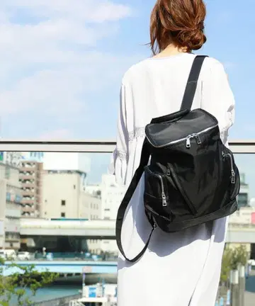 W 지퍼 박스 백팩 가방 A4 사이즈 수납 가능 나일론