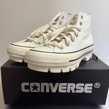 CONVERSE 화이트 통굽 하이컷 스니커즈 23.5