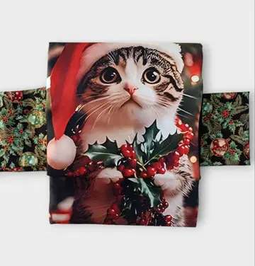 크리스마스 호랑가시나무를 든 새끼 고양이 산타 나고야 오비