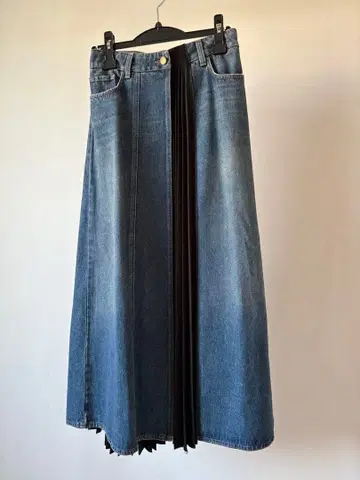 ALYSI(알리시) 데님 플리츠 롱 스커트