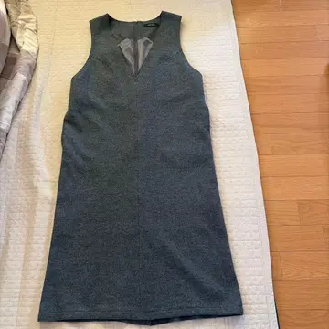 그레이 니트 슬리브리스 롱 원피스