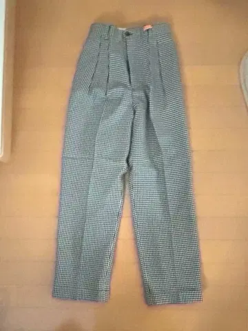 뉴요커 쇼와 레트로 깅엄 체크 트레디셔널 구제 의류 투 턱 팬츠