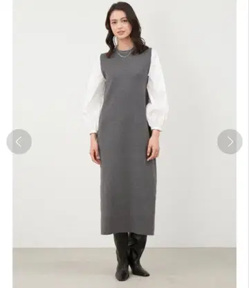 Mila owen 퍼프 블라우스 니트 도킹 원피스