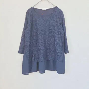 ESSEME 에쎄메 L 사이즈 네이비 레이스 튜닉 상의