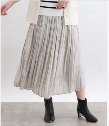 INDIVI, 인디비 허리밴딩 브라이트 샤인 플리츠 스커트