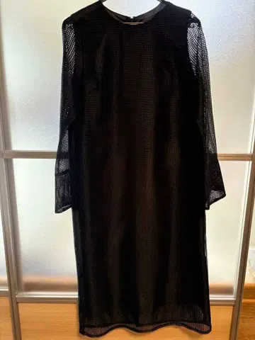 블랙 메쉬 원피스 긴팔