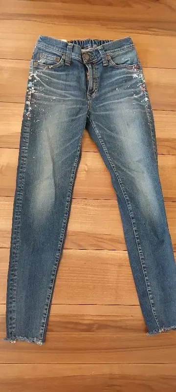 [컨디션 최상] BIGJOHN 블루 페인트 가공 스키니 청바지 S 사이즈