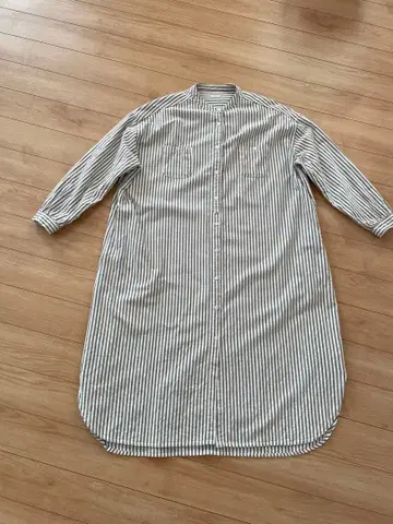 스트라이프 긴팔 셔츠 원피스