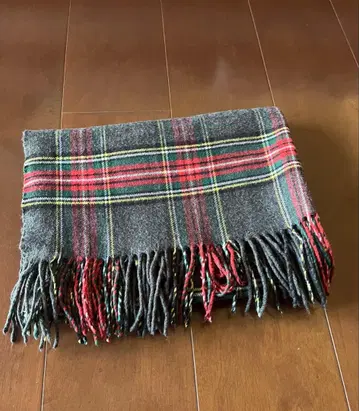 울 혼방 프린지 체크 머플러