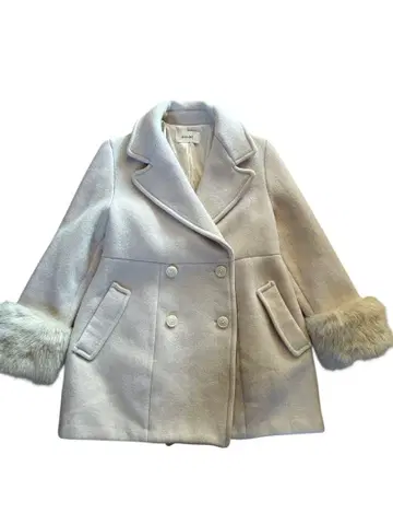 SNIDEL 더블 브레스트 코트 퍼 포함 아이보리