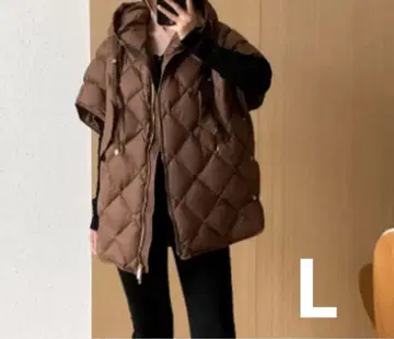 브라운 퀼팅 다운 베스트 후드 코트 cube 큐브