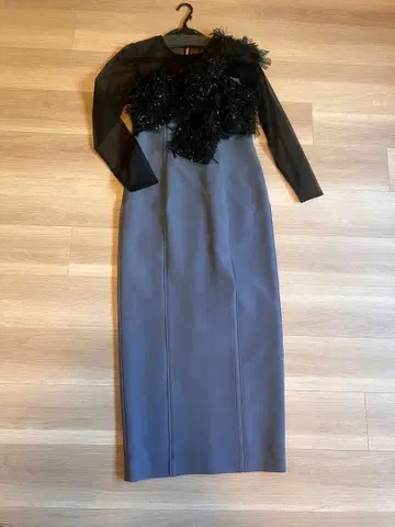 프린지 글리터 노트 드레스 M 블루