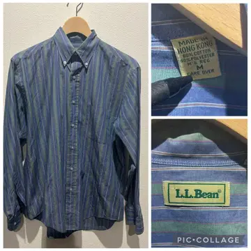 [ 80-90s ] LLBean 긴팔 셔츠 스트라이프 그린 블루