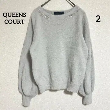 QUEENS COURT 샤기얀 비쥬 폴로 니트탑