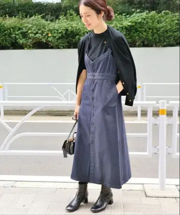 IENA 데님 오버롤 스커트 38