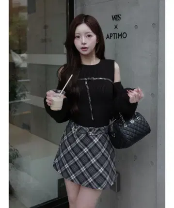 도킹 미들 허리 니트 미니 원피스