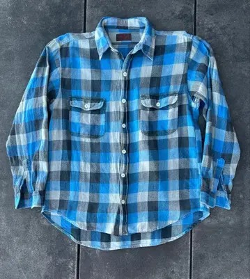 90s 플란넬 셔츠 블록 체크 스토어계 usa