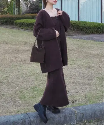 knit cardigan tops skirt 3set