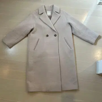 MANGO 베이지 더블 브레스트 체스터 코트