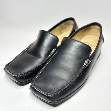 클락스 Clarks 22.5cm 블랙 가죽 여성용 로퍼 웨지 밑창