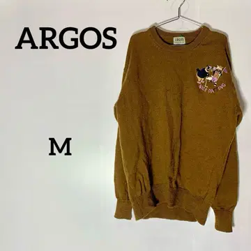 ARGOS 울 100% 자수 니트 M 내추럴 신사풍