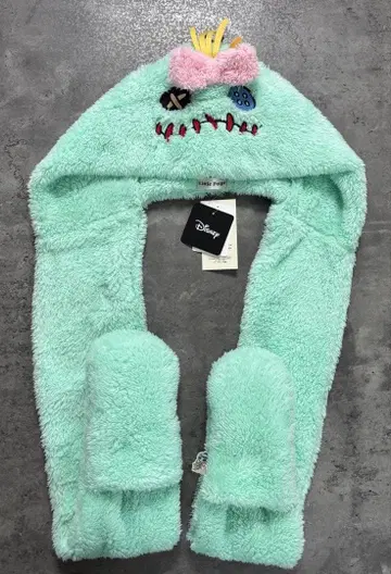 미사용 새상품 디즈니 스티치 스크럼프 머플러 팬캡