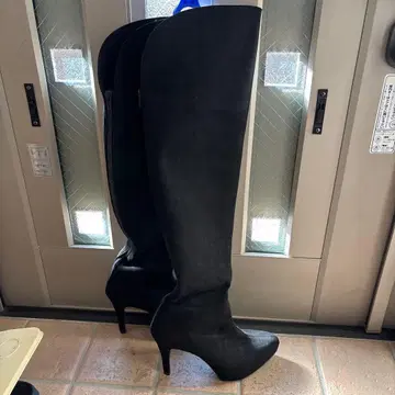 블랙 니하이 부츠 힐 일본제