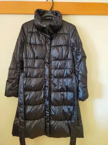 블랙 다운 자켓 롱 기장 벨트 포함