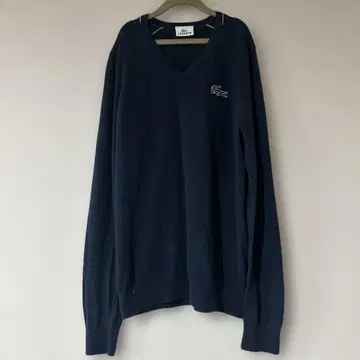 LACOSTE 라코스테 네이비 V넥 스웨터 사이즈 2 울 100%