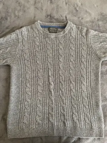 그레이 케이블 짜임 니트 스웨터 M