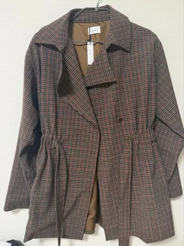 louren 로렌 체크 트렌치코트