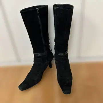 RIZ 블랙 스웨이드 롱 부츠 24cm