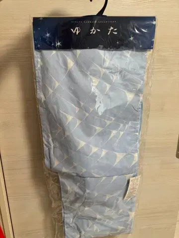 스카이블루 기하학 패턴 유카타 [ 새상품 미사용 ]