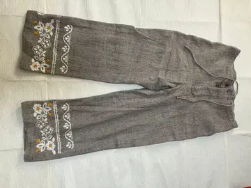 45R 자수 장식 울 팬츠