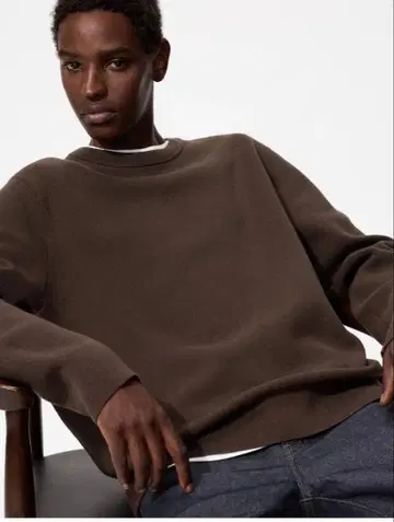 UNIQLO 워셔블 밀라노 리브 크루넥 스웨터 다크 브라운 새상품