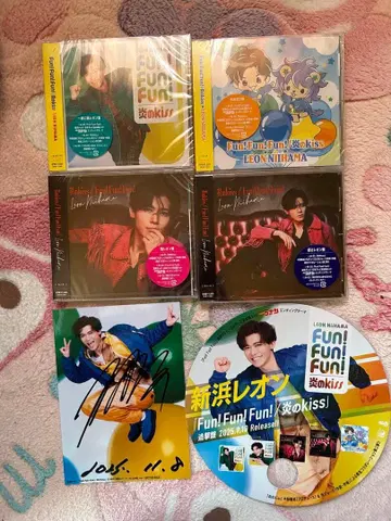 신하마 레온 친필 사인 CD 부채 세트