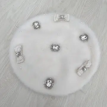 택 포함 미사용 NOEMIE 비쥬 리본 베레모 화이트