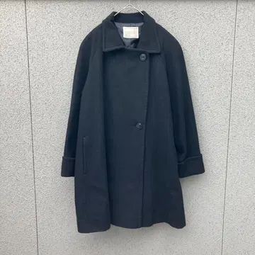 2940 [ RIPPLES ] M 블랙 울 캐시미어 혼방 버튼 코트