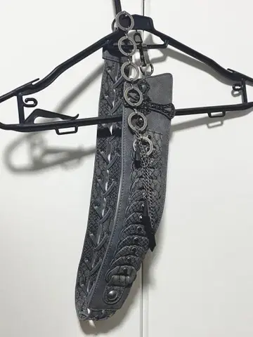 ozz croce 인조 가죽 오버 사이즈 벨트 그레이