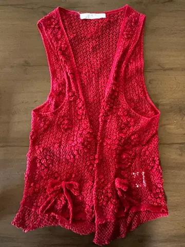 Pink House 빨간색 레이스 가디건