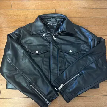 ZARA 블랙 가죽 숏 자켓 M