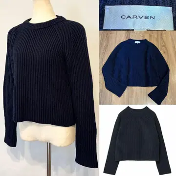 CARVEN 칼벤 리브 니트 네이비 S 풀오버