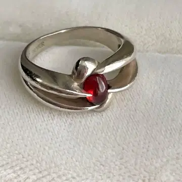 빈티지 925 실버 레드 스톤 반지