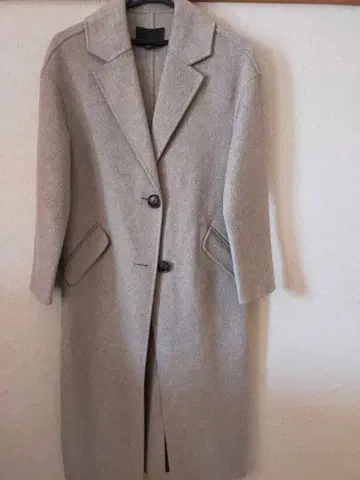 베이지 울 혼방 롱 코트