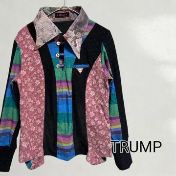 TRUMP 패치워크 셔츠 여성용 긴팔 개성있는 레트로